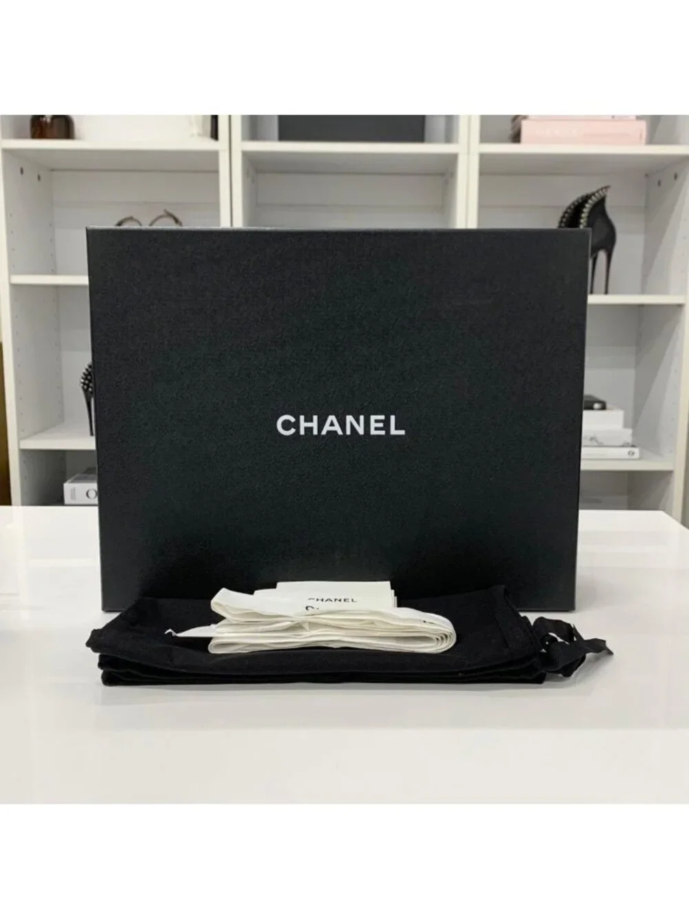 Chanel CC Logo Belt Leather Patent Short Boots Black
